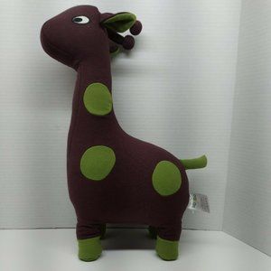 Yogibo Microbead Plush Sensory Giraffe Pillow Stuffed Animal Burgundy Green Soft